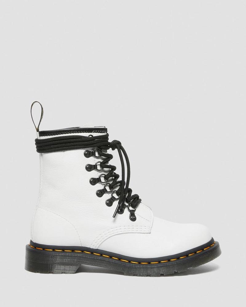 Dr Martens 1460 Laced Virginia Leren Veterlaarzen Dames Wit | NL 606TCE